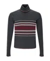 Dolce & Gabbana Turtleneck Virgin Wool Sweater With Unbalanced Stripe Motif In Black