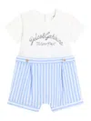 Dolce & Gabbana Striped Seersucker And Jersey Romper Suit In White