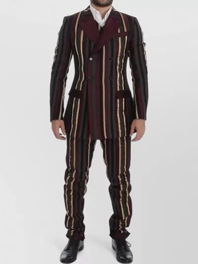 Dolce & Gabbana Multicolor Striped Runway 3 Piece Slim Fit Vest Suit