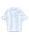 Dolce & Gabbana Striped Seersucker Shirt In Blue