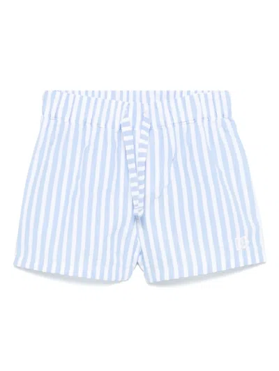 Dolce & Gabbana Babies' Striped Seersucker Shorts In Blue