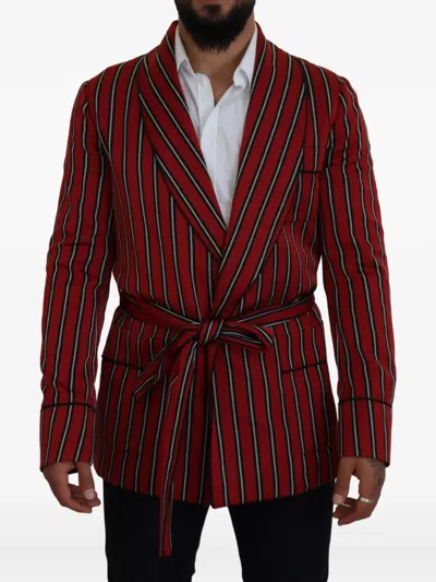 Dolce & Gabbana Striped Martini Printed Lining Robe In Red