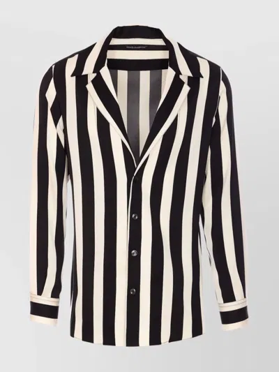 DOLCE & GABBANA STRIPED SHIRT WITH LONG SLEEVES AND V-NECK