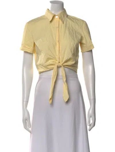 Pre-owned Dolce & Gabbana Striped Short Sleeve Crop Top In Yellow