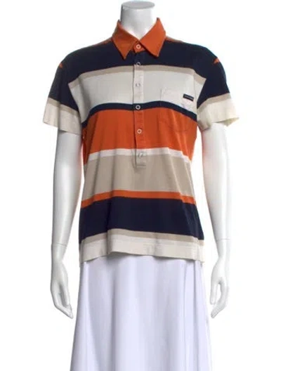 Pre-owned Dolce & Gabbana Striped Short Sleeve Polo In Blue