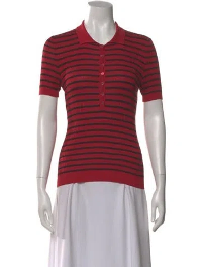 Pre-owned Dolce & Gabbana Striped Short Sleeve Polo In Red