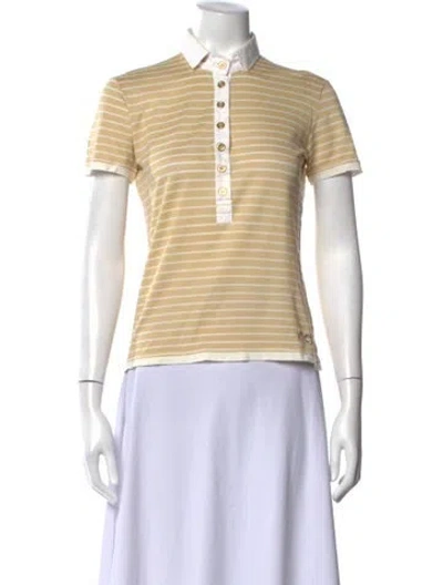 Pre-owned Dolce & Gabbana Striped Short Sleeve Polo In Yellow