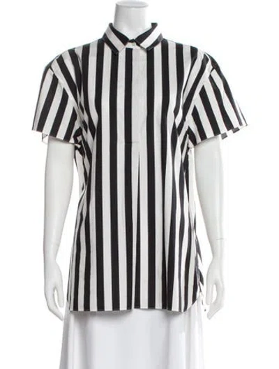Pre-owned Dolce & Gabbana Striped Short Sleeve Top W/ Tags In Black