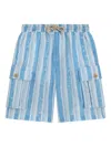 Dolce & Gabbana Boys Striped Cargo Shorts In Blue