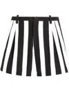 Dolce & Gabbana Striped Pleated Shorts Belt Loops In Black