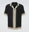 Dolce & Gabbana Men Hawaii Shirt With Logo And Striped Print In Black