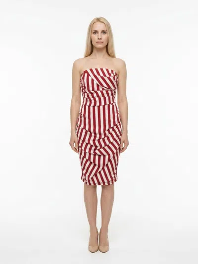 Dolce & Gabbana Striped Silk Dress In Red