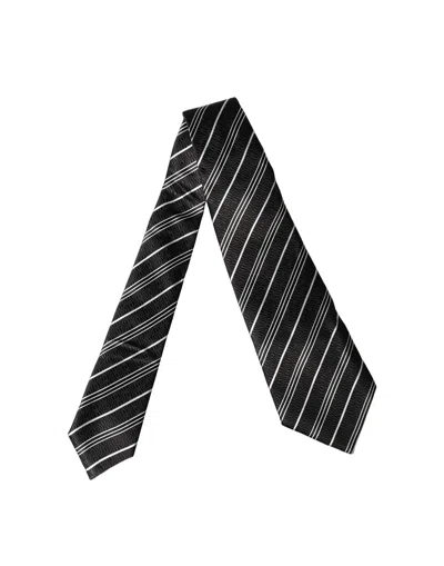 Dolce & Gabbana Striped Silk Necktie In Black