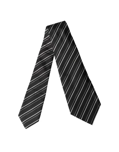Dolce & Gabbana Diagonal-striped Wool Blend Necktie In Black