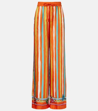 Dolce & Gabbana Striped Silk Palazzo Pants