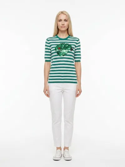 Dolce & Gabbana Striped Silk-cashmere T-shirt In Green