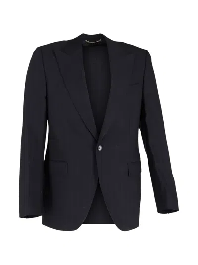 Pre-owned Dolce & Gabbana Striped Single-breasted Blazer In Blue