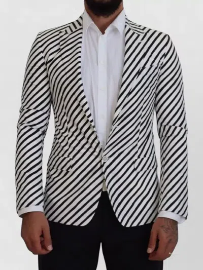Dolce & Gabbana Striped Slim Fit Single Breasted Blazer In Multi