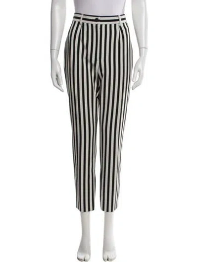 Pre-owned Dolce & Gabbana Striped Straight Leg Pants In Black