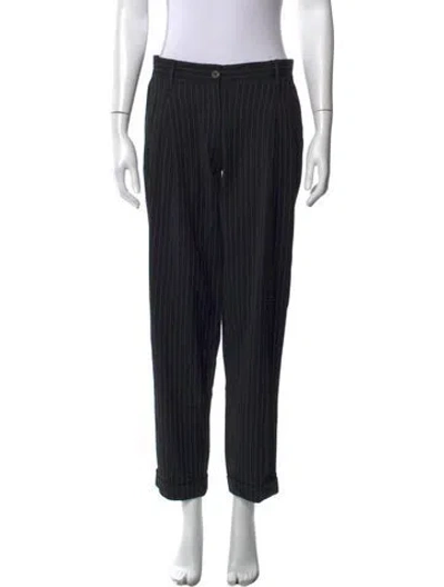 Pre-owned Dolce & Gabbana Striped Straight Leg Pants In Black