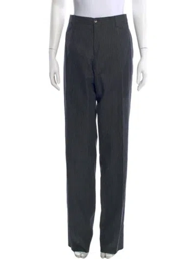 Pre-owned Dolce & Gabbana Striped Straight Leg Pants In Gray