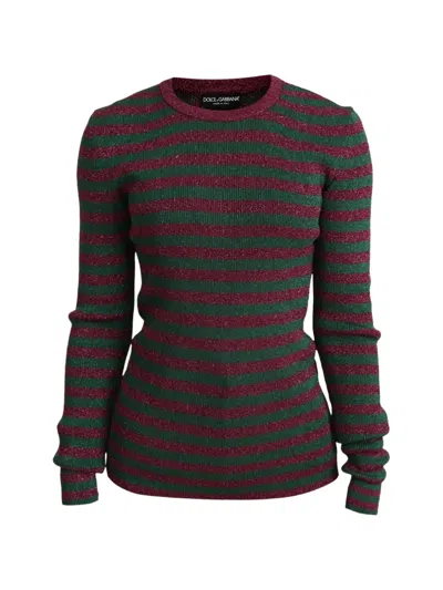 Dolce & Gabbana Striped Sweater In Brown