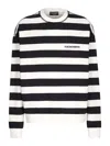 Dolce & Gabbana Striped Sweatshirt With Embroidered Logo In White