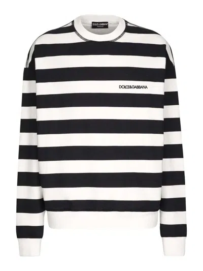 Dolce & Gabbana Striped Sweater In White