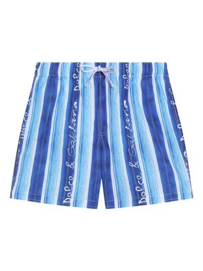 DOLCE & GABBANA STRIPED SWIM SHORTS