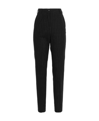 Dolce & Gabbana Striped Tailored High-waist Trousers In Black