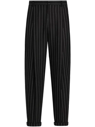 Dolce & Gabbana Striped Tailored Pants In Black