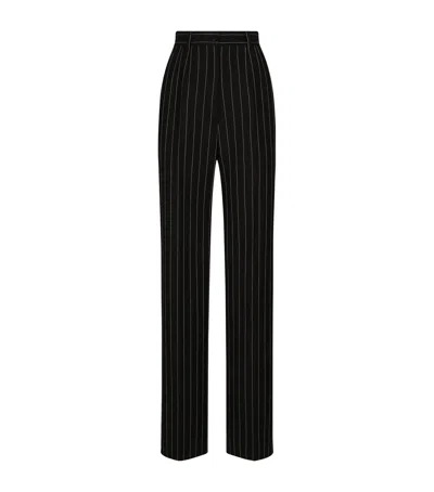 Dolce & Gabbana Striped Tailored Trousers In Black