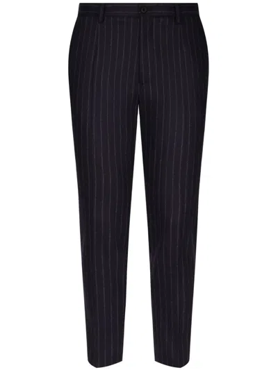Dolce & Gabbana Striped Tailored Trousers In Black