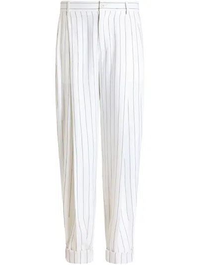 Dolce & Gabbana Striped Tailored Trousers In White