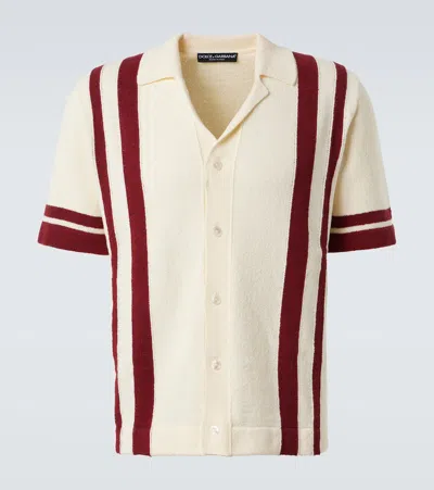 Dolce & Gabbana Striped Terry Bowling Shirt In White