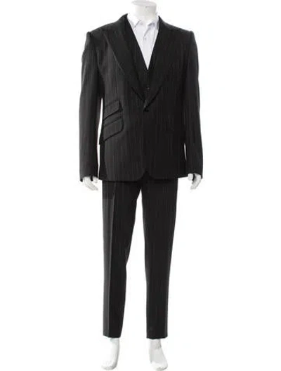 Pre-owned Dolce & Gabbana Striped Three-piece Suit In Gray