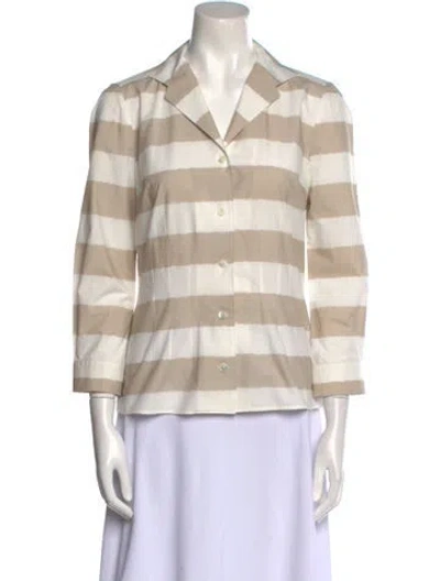 Pre-owned Dolce & Gabbana Striped Three-quarter Sleeve Blouse In Neutral