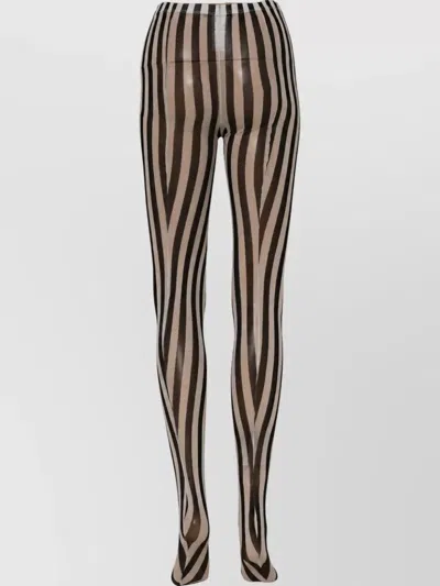 Dolce & Gabbana Striped Tights In Brown