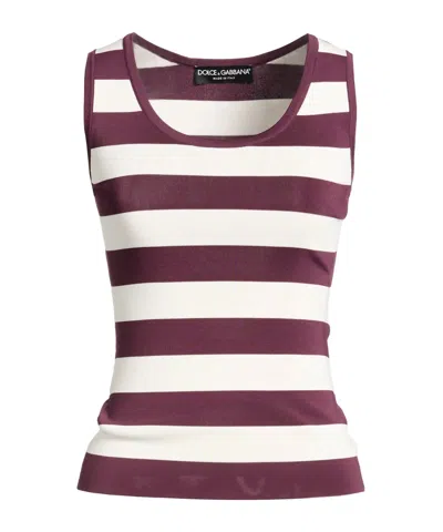 Dolce & Gabbana Striped Tops In Red