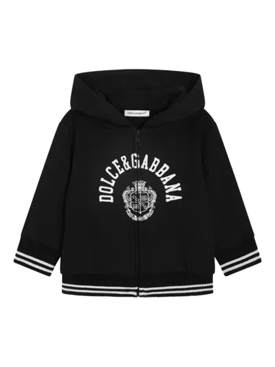 Dolce & Gabbana Kids' Striped-trim Hoodie In Black
