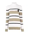 Dolce & Gabbana Multicolor Stripe Wool Logo Pullover Sweater In White