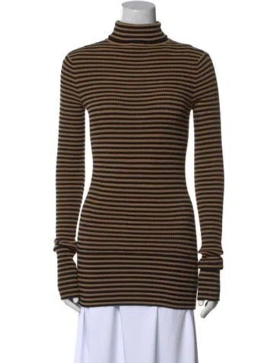 Pre-owned Dolce & Gabbana Striped Turtleneck Sweater In Brown
