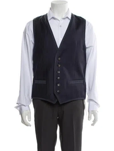Pre-owned Dolce & Gabbana Striped Vest In Blue