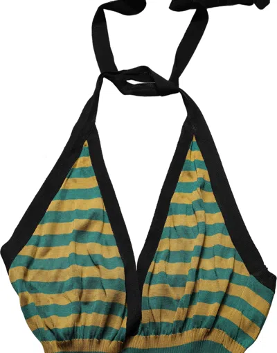 Dolce & Gabbana Striped Virgin Wool Tank Top In Green