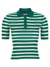 Dolce & Gabbana Striped Ribbed Polo Shirt In Green