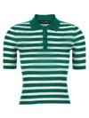 Dolce & Gabbana Striped Ribbed Polo Shirt In Green