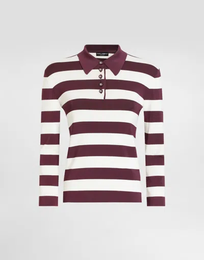 Dolce & Gabbana Striped Viscose Polo-shirt In Multicolor