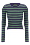 Dolce & Gabbana Striped Ribbed Crew Neck Sweater In Green