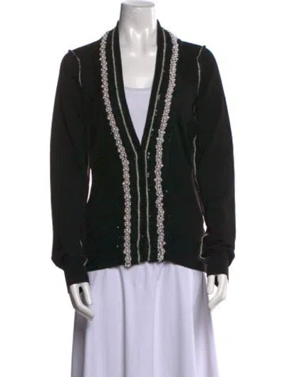 Pre-owned Dolce & Gabbana Striped V-neck Sweater In Black