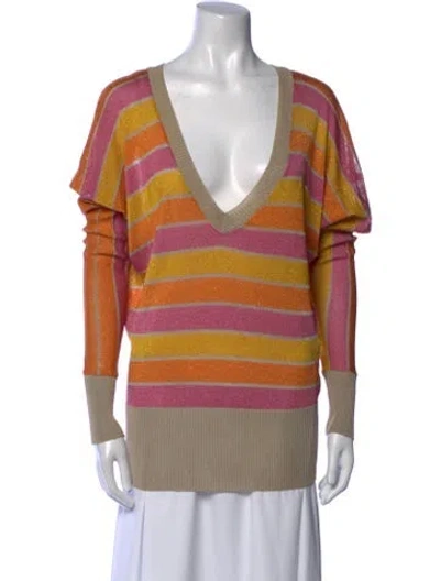 Pre-owned Dolce & Gabbana Striped V-neck Tunic In Yellow